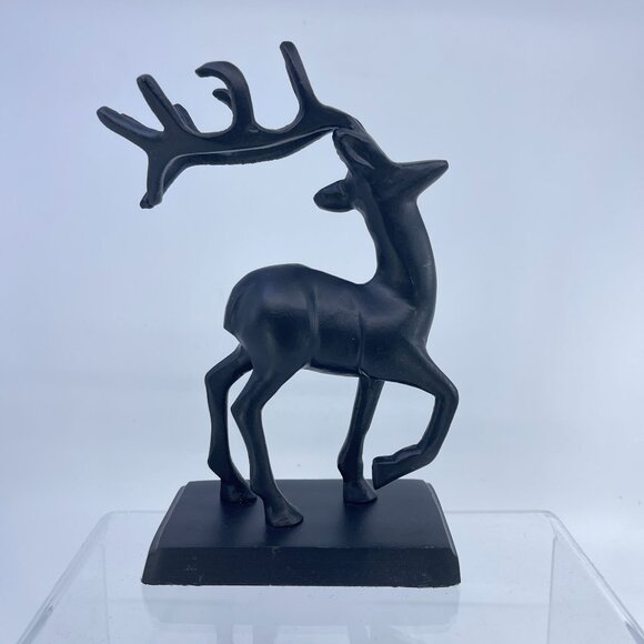 black metal reindeer stocking holders with antler holiday decor pair - Picture 7 of 9